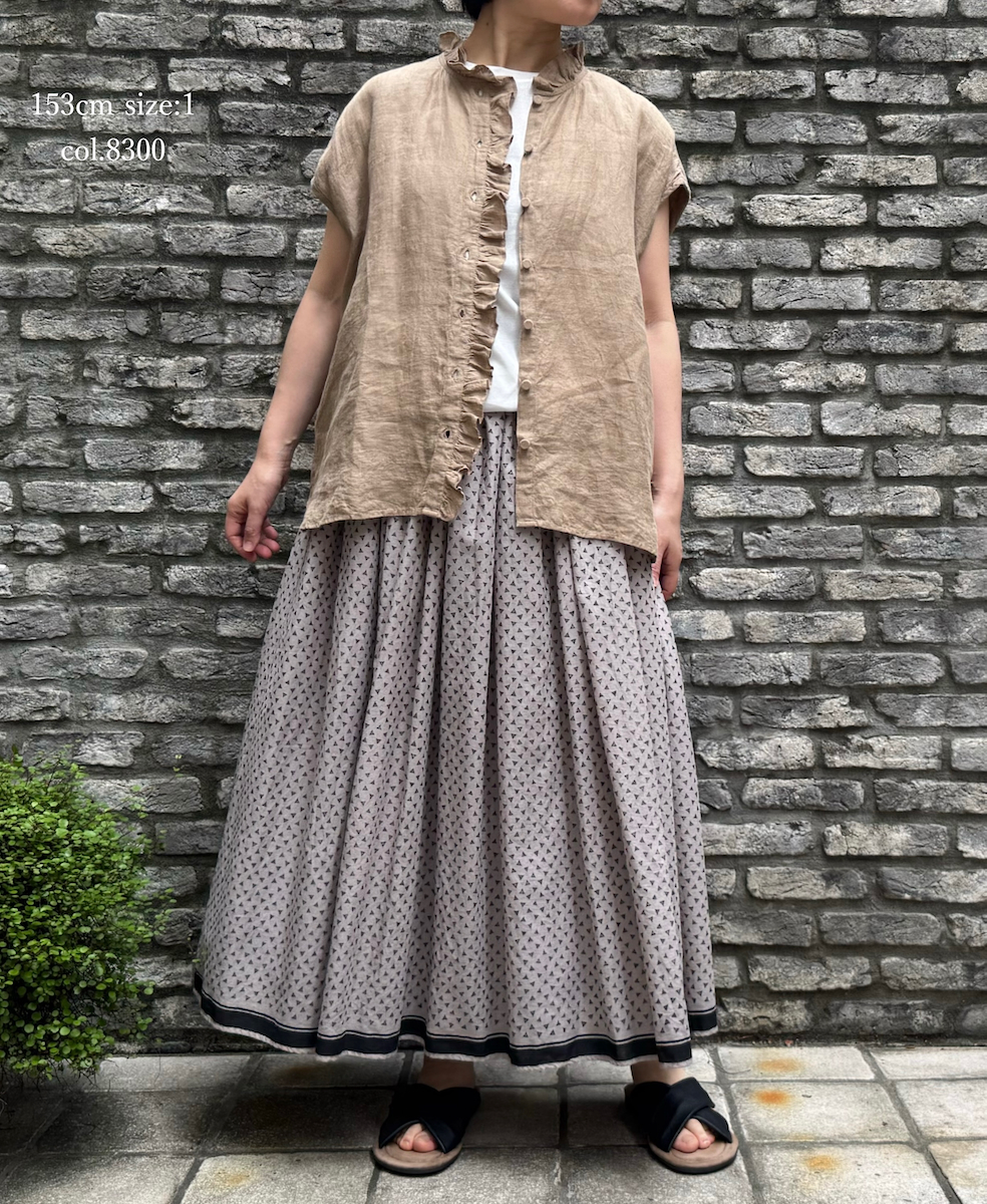 ●INMDS25005(シャツ)YARN DYE AUTO LOOM 60s LINEN PLAIN NO/SL FRILL COLLAR SHIRT