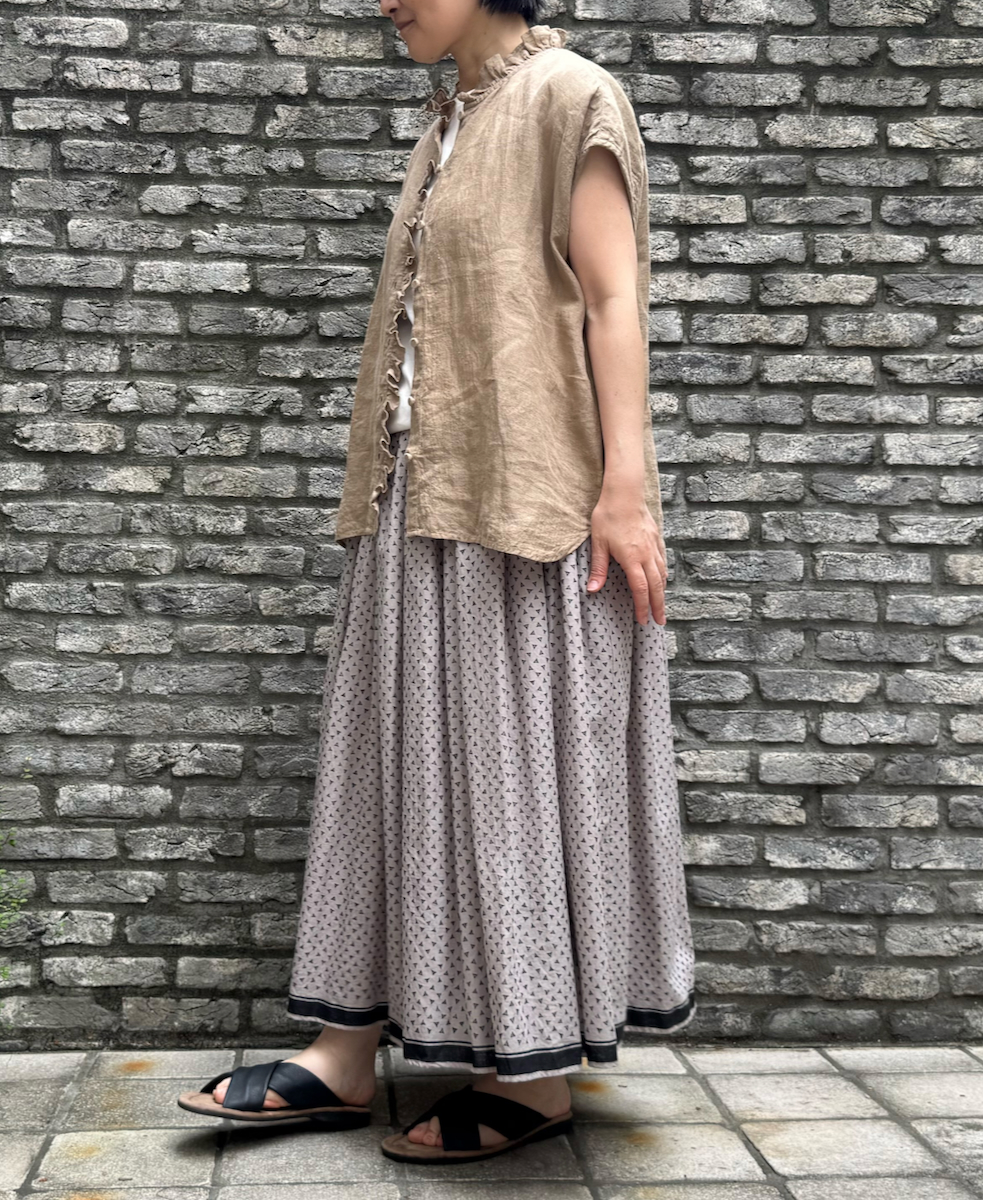 ●INMDS25005(シャツ)YARN DYE AUTO LOOM 60s LINEN PLAIN NO/SL FRILL COLLAR SHIRT