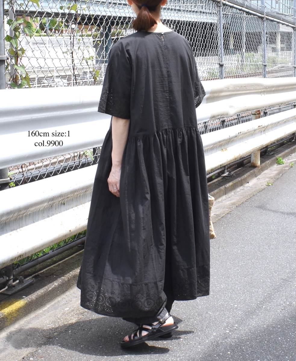 ●INSL25222 (ワンピース) 80s VOILE PLAIN WITH CUT WORK LACE CREW-NECK PULLOVER DRESS