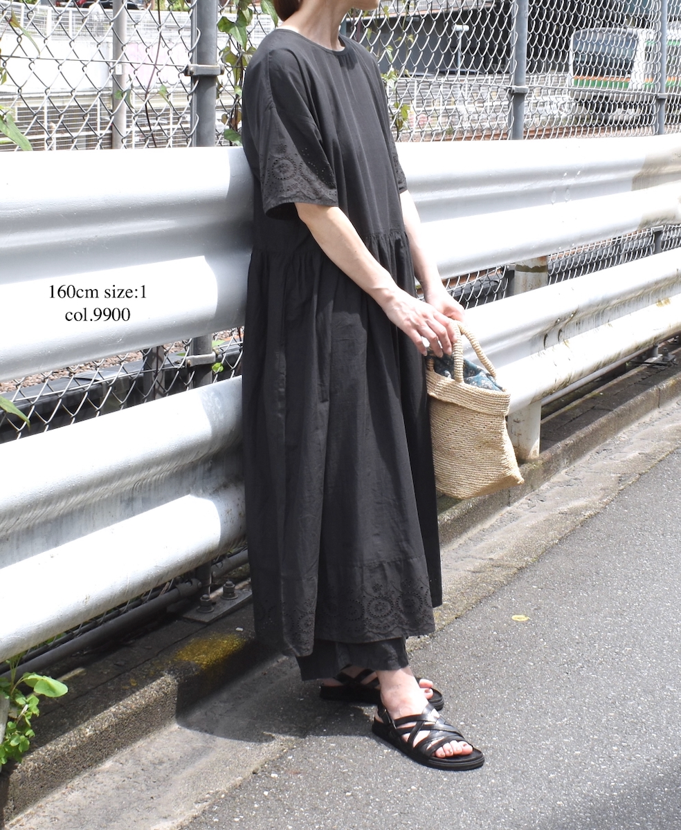 ●INSL25222 (ワンピース) 80s VOILE PLAIN WITH CUT WORK LACE CREW-NECK PULLOVER DRESS