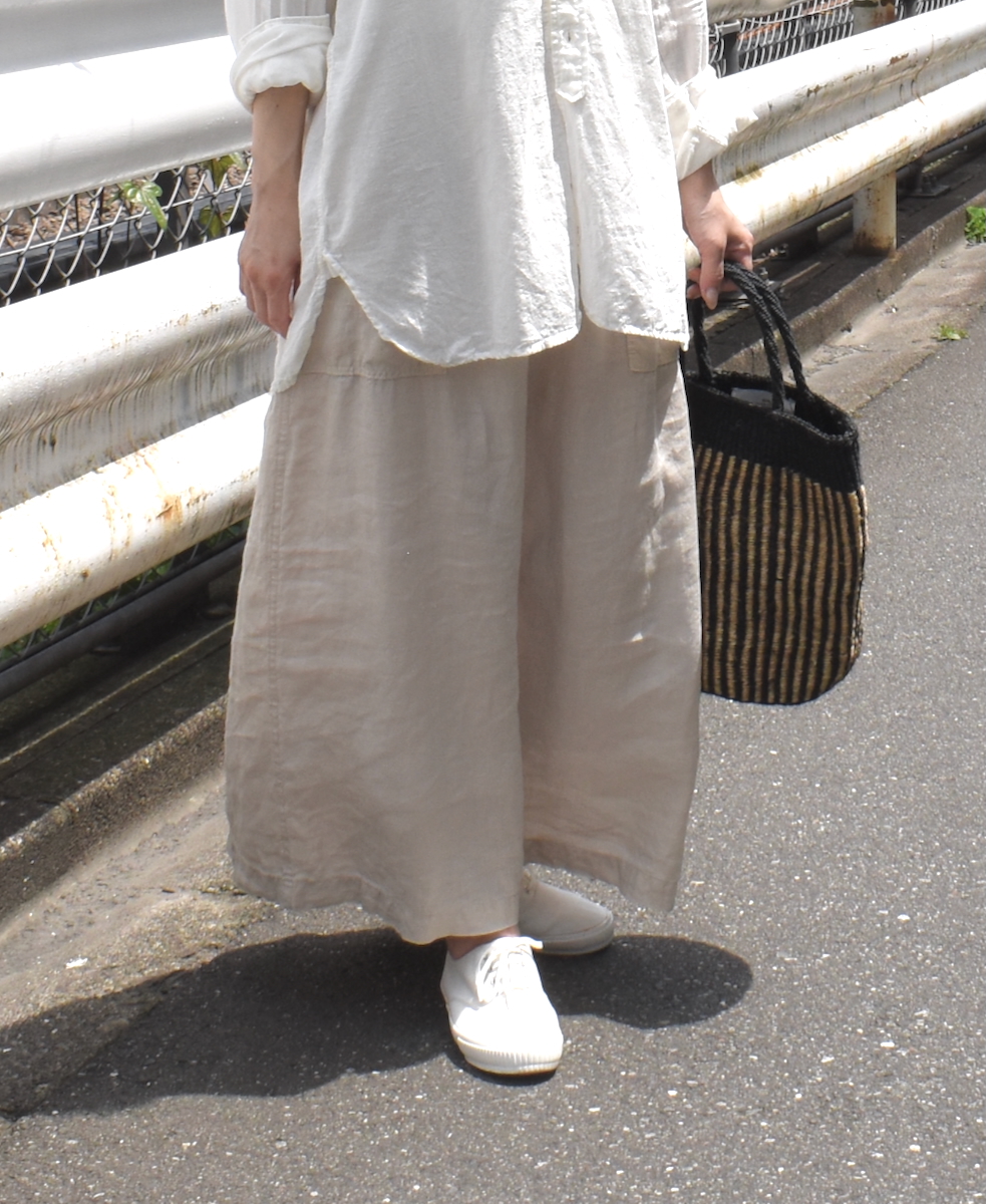 LNHT2531L(スカート) LINEN PLAIN OVERDYE EASY SKIRT