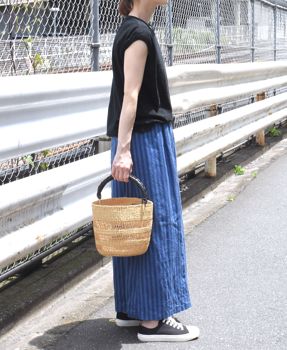 NAM2411LSW(キュロットスカート) LINEN STRIPE(WASH) WRAP CULOTTES WITH SEAM POCKET