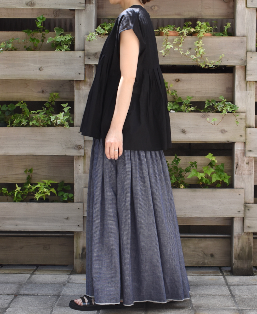 NMDS25222(シャツ) 80s ORGANIC VOILE PLAIN CREW-NECK F/SLEEVE SHIRT WITH INVERTED PLEAT