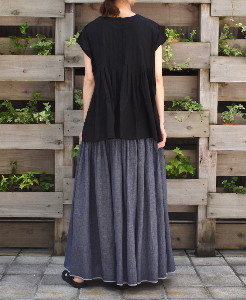 NMDS25222(シャツ) 80s ORGANIC VOILE PLAIN CREW-NECK F/SLEEVE SHIRT WITH INVERTED PLEAT