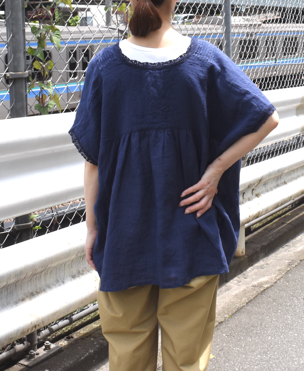 INSL25201(プルオーバー) 60s LINEN PLAIN FRENCH/SL V-NECK PULLOVER WITH PINTUCK