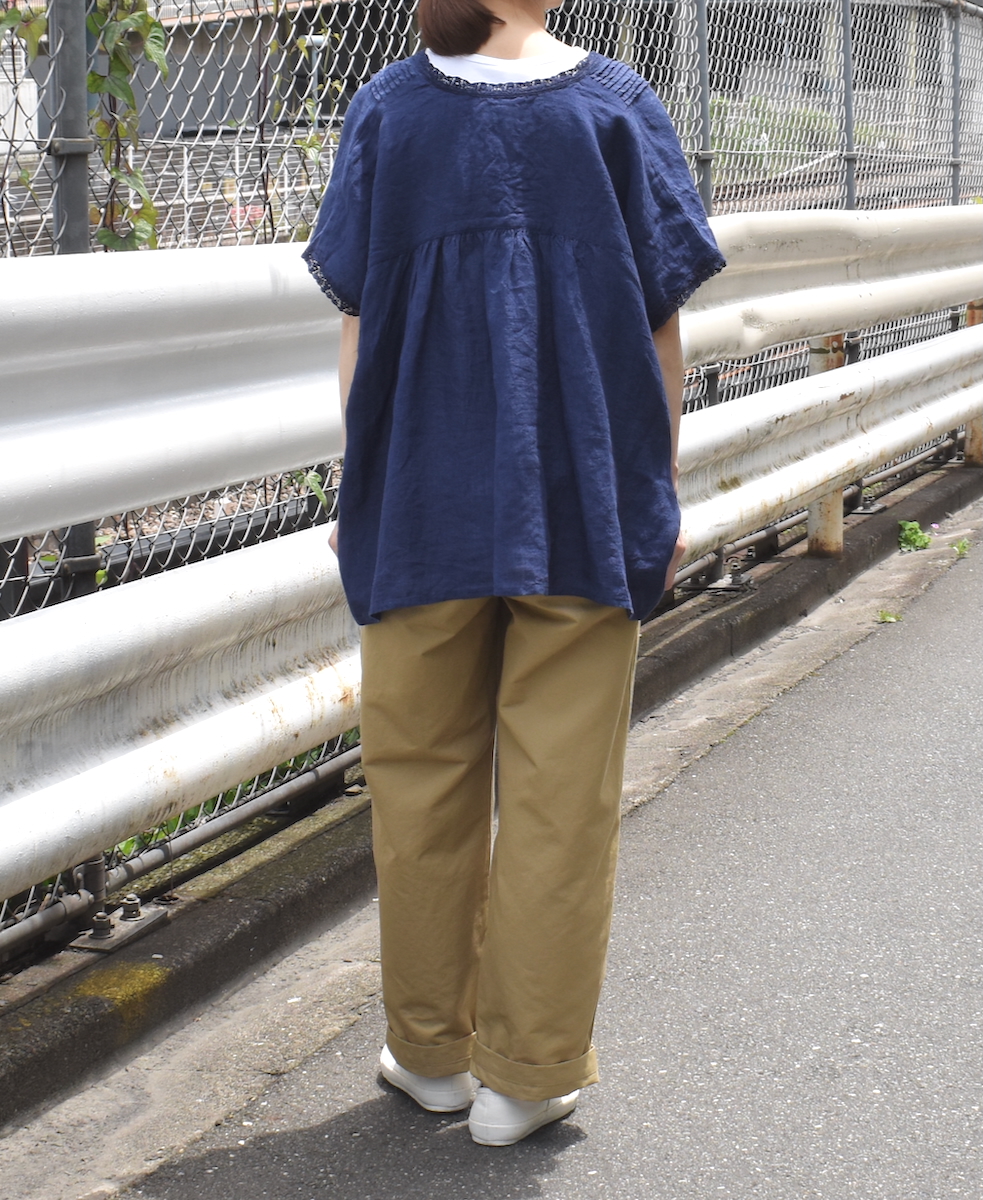 INSL25201(プルオーバー) 60s LINEN PLAIN FRENCH/SL V-NECK PULLOVER WITH PINTUCK