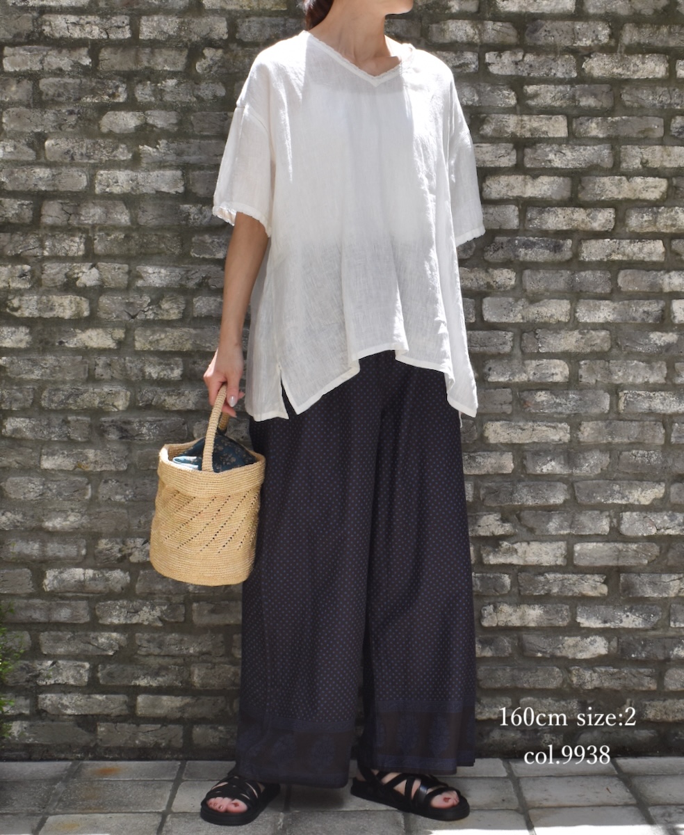 NMDS25265(パンツ) 80s VOIL DOT&TREE BLOCK PRINT EASY PANTS