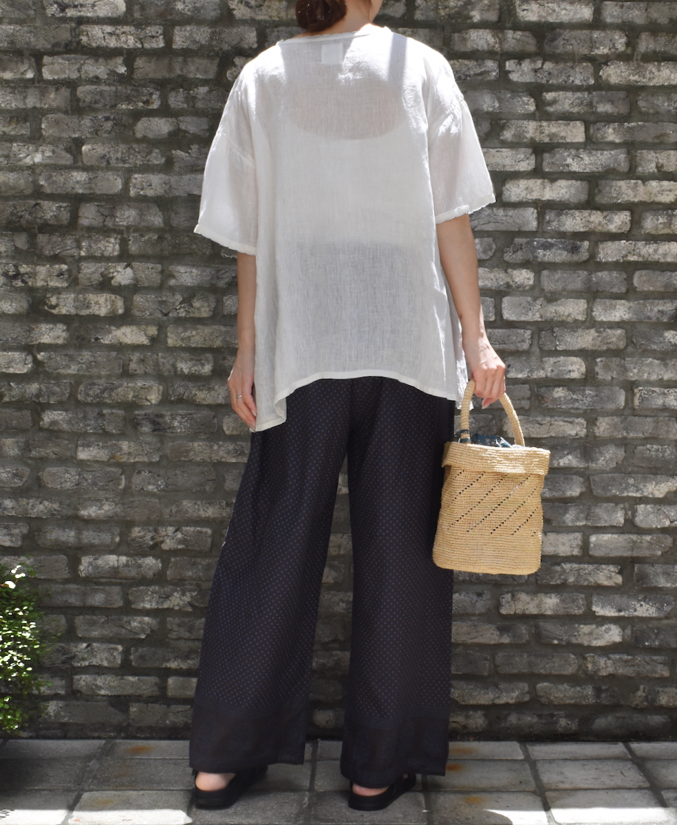 NMDS25265(パンツ) 80s VOIL DOT&TREE BLOCK PRINT EASY PANTS