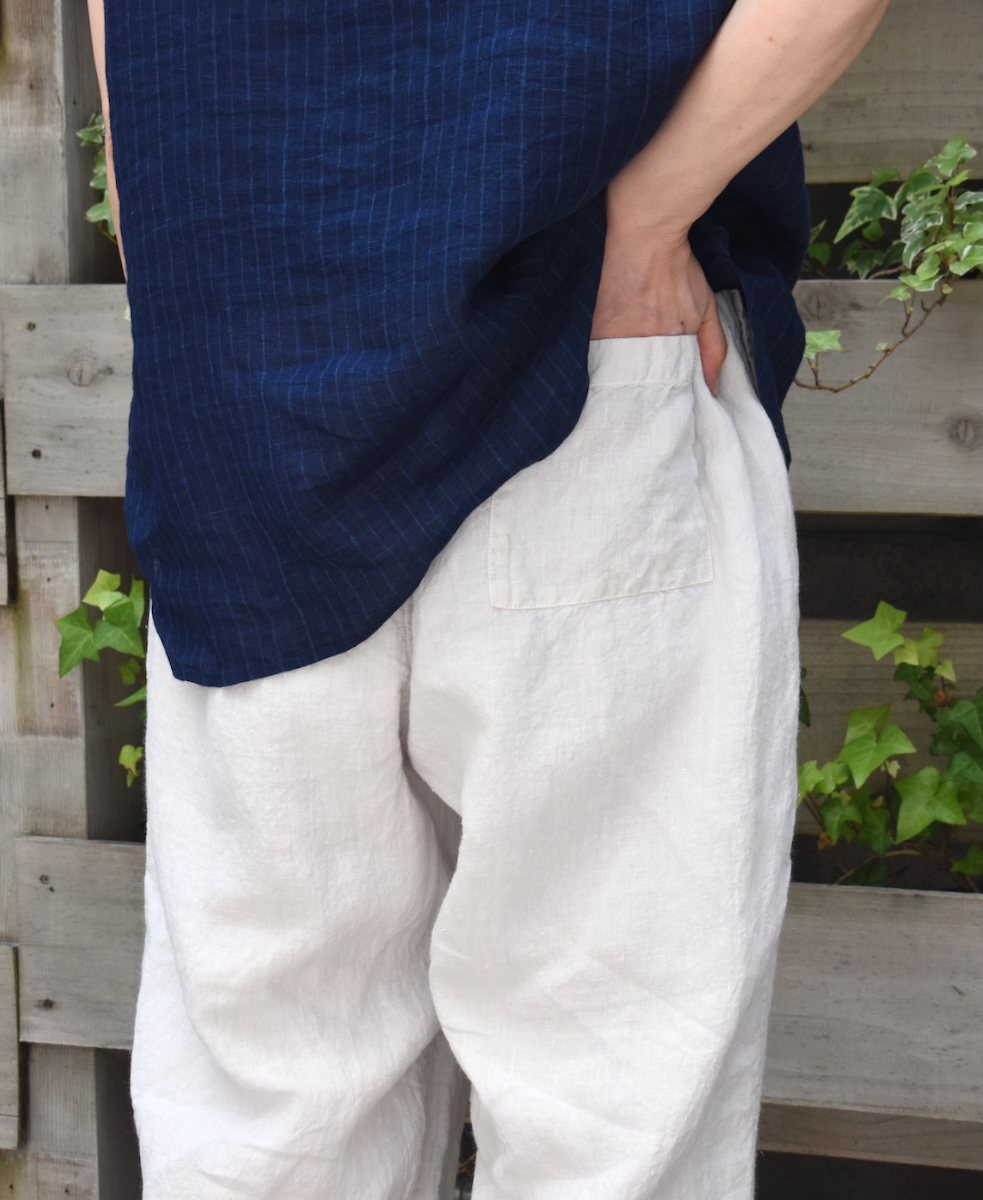 IMDSH2101LPD (パンツ) 60s LINEN PLAIN (OVERDYE) EASY CROPPED PANTS