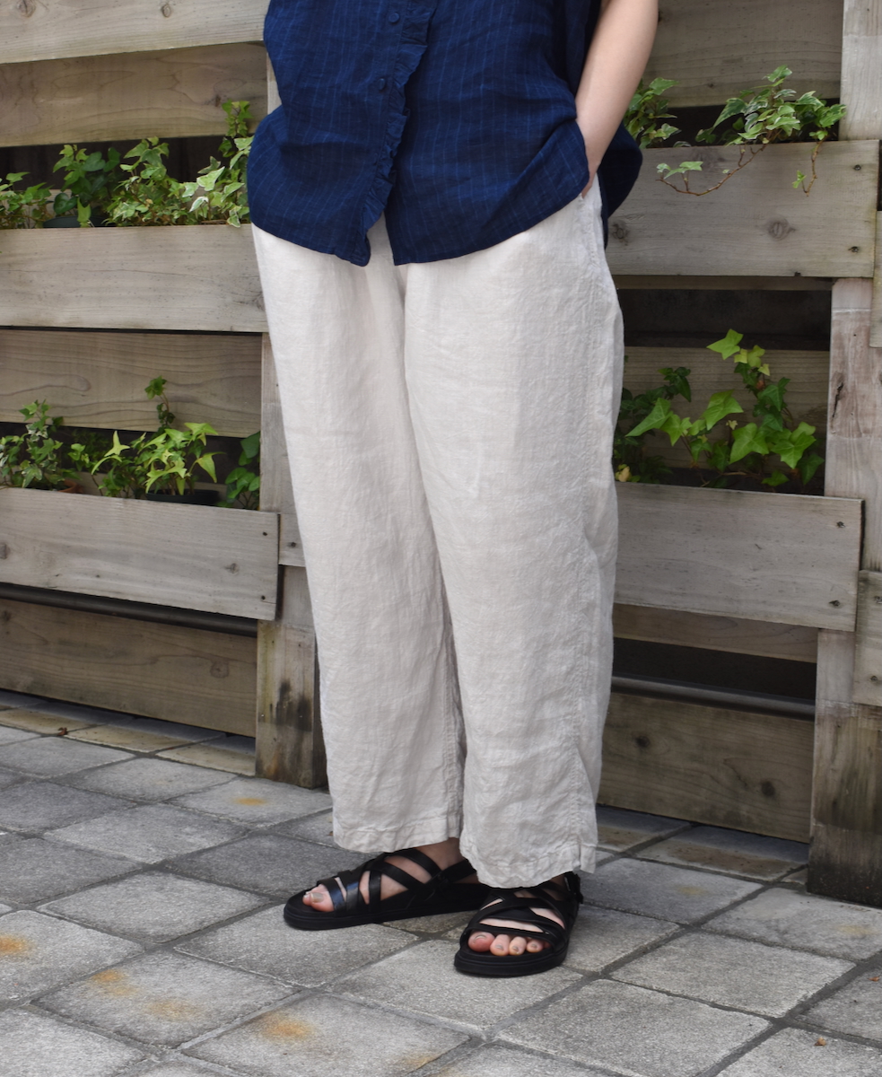 IMDSH2101LPD (パンツ) 60s LINEN PLAIN (OVERDYE) EASY CROPPED PANTS