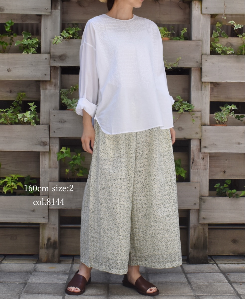 INMDS25095(パンツ) POWER LOOM COTTON DOBIE CHECK ARABESQUE SCREEN PRINT EASY PANTS
