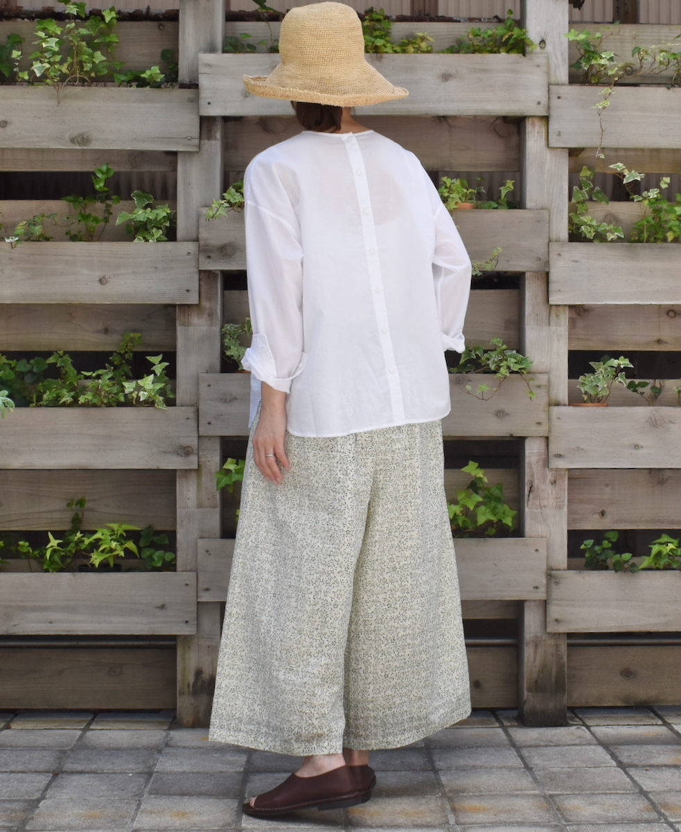 INMDS25095(パンツ) POWER LOOM COTTON DOBIE CHECK ARABESQUE SCREEN PRINT EASY PANTS