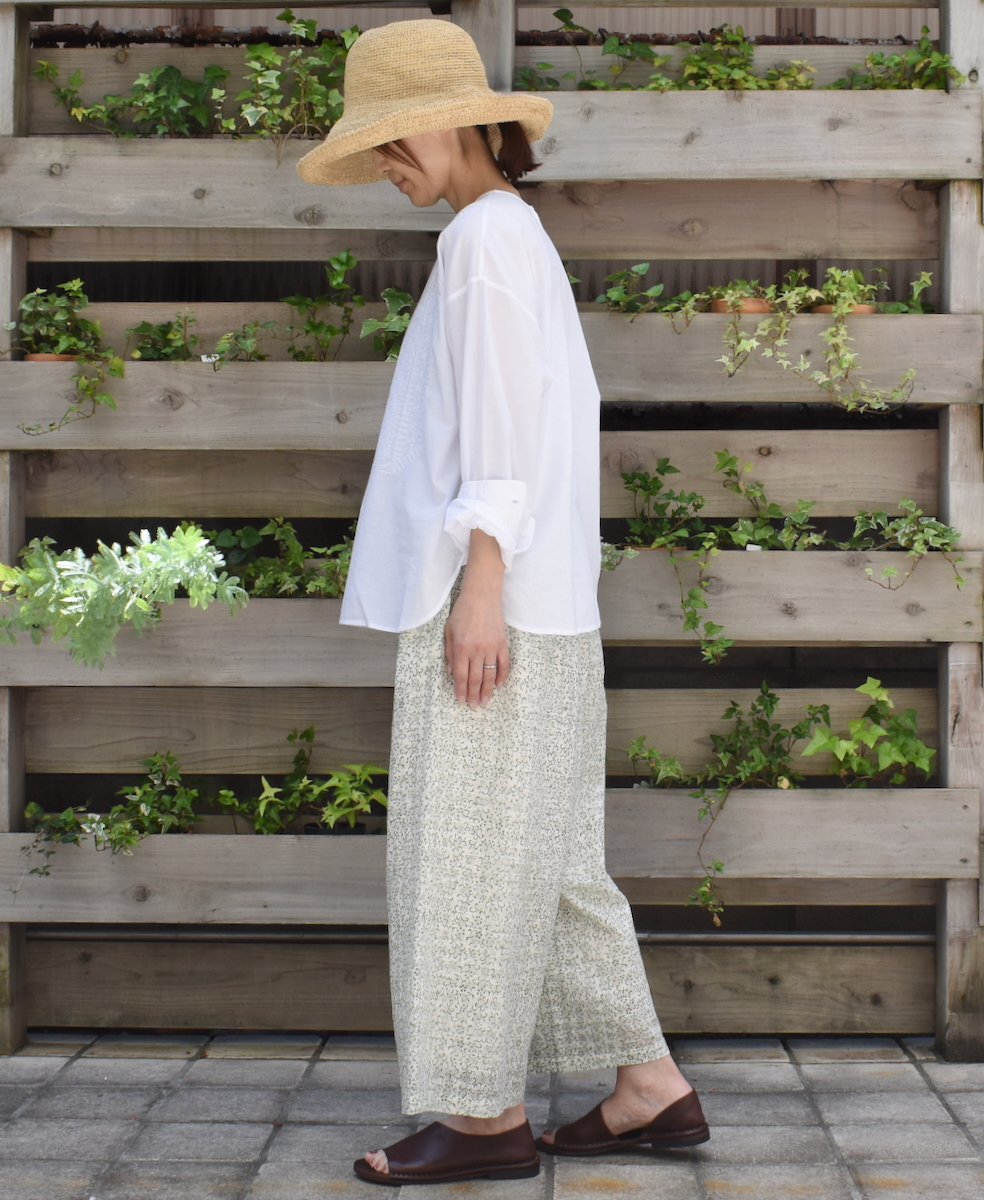 INMDS25095(パンツ) POWER LOOM COTTON DOBIE CHECK ARABESQUE SCREEN PRINT EASY PANTS