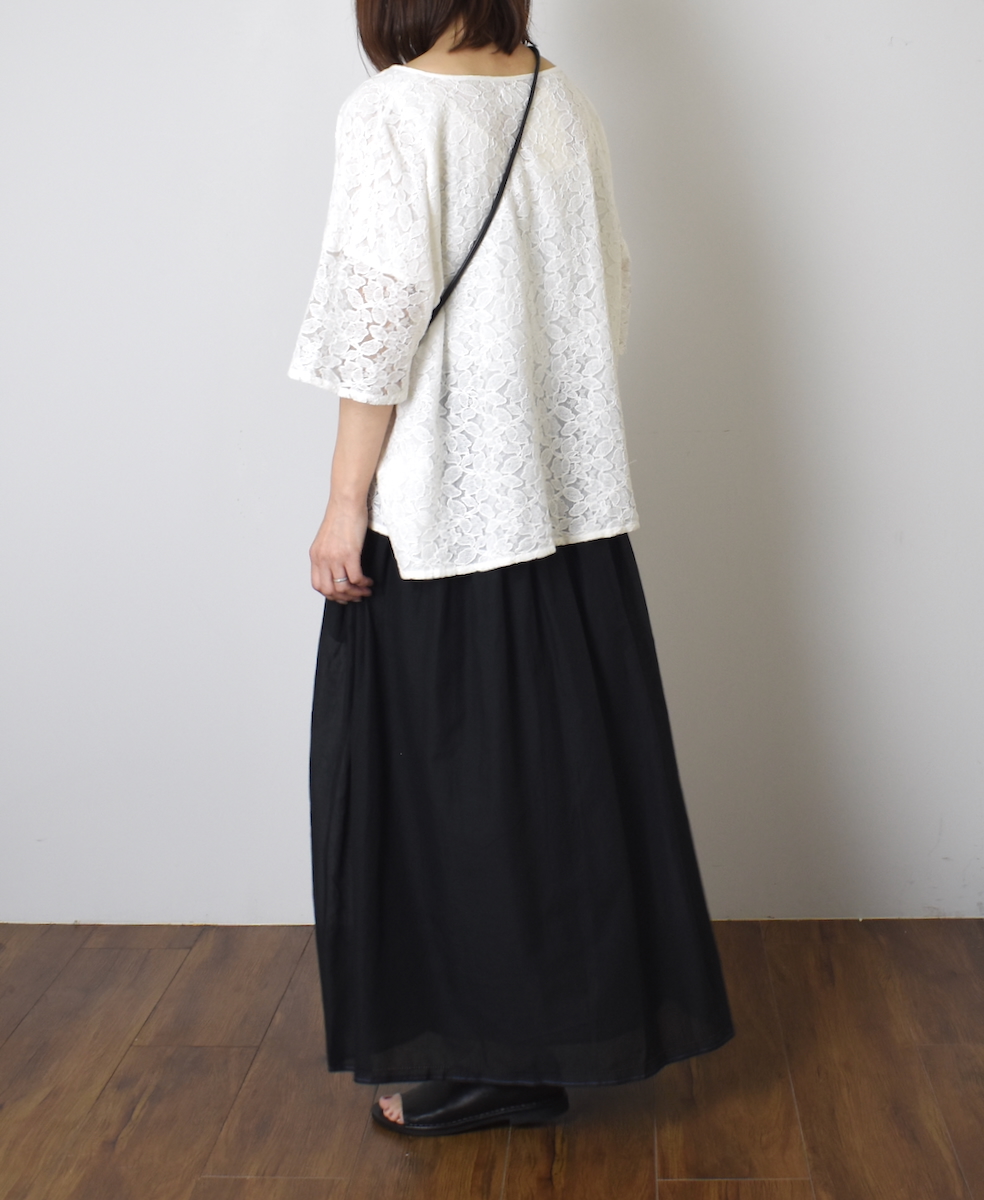●NSL25051(スモック) VOILE TULLE LACE S/SL SMOCK WITH COTTON VOILE