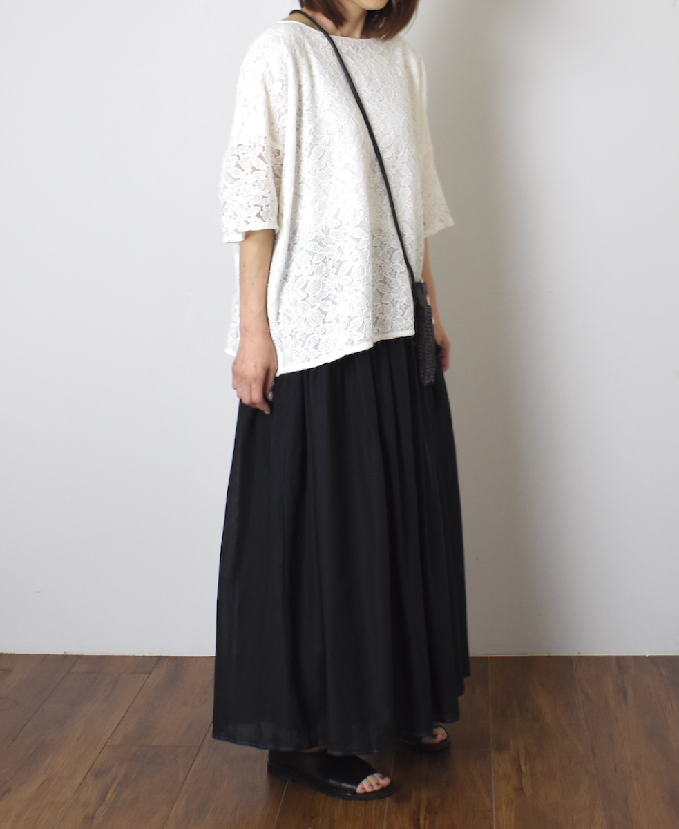 ●NSL25051(スモック) VOILE TULLE LACE S/SL SMOCK WITH COTTON VOILE