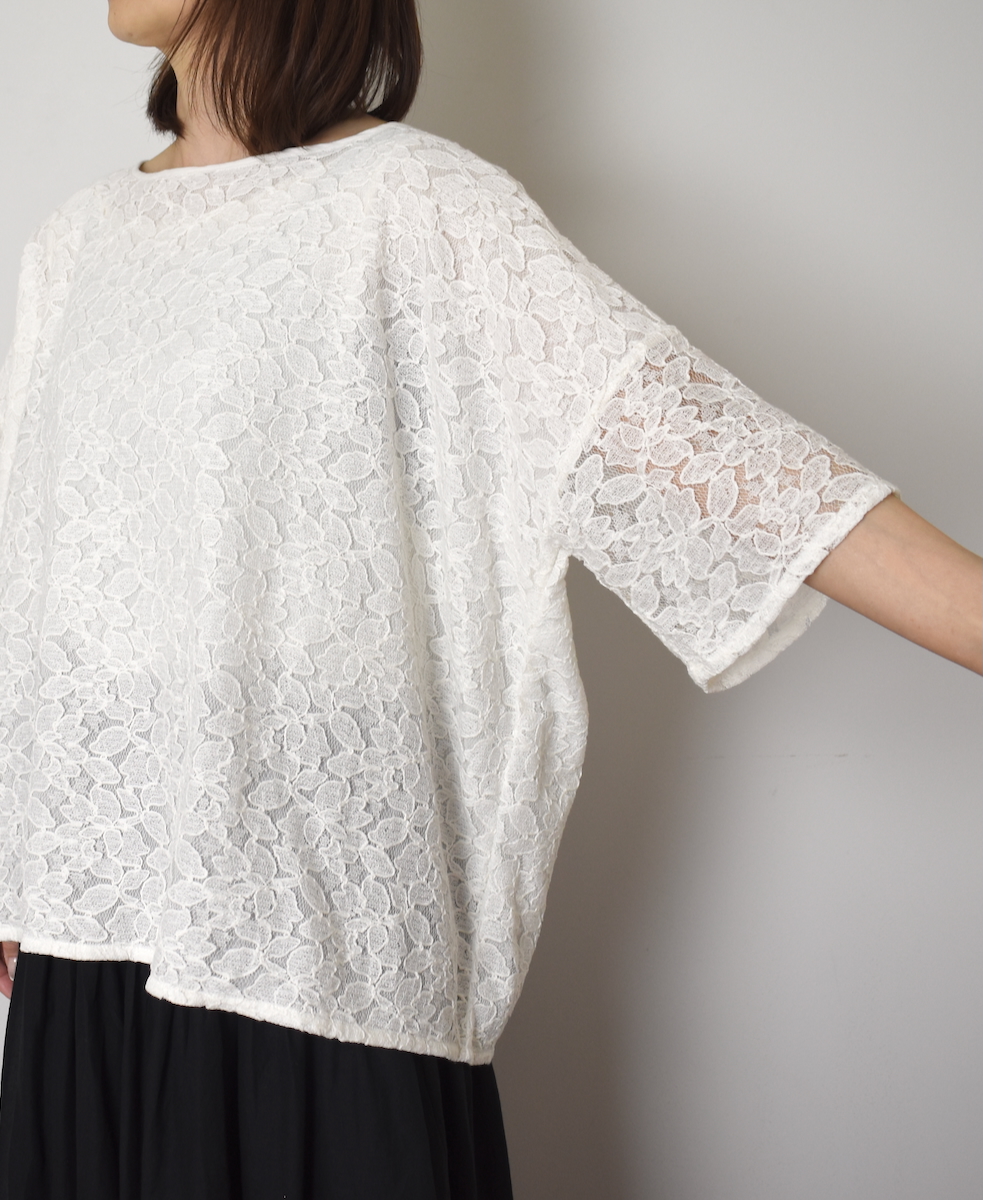 ●NSL25051(スモック) VOILE TULLE LACE S/SL SMOCK WITH COTTON VOILE
