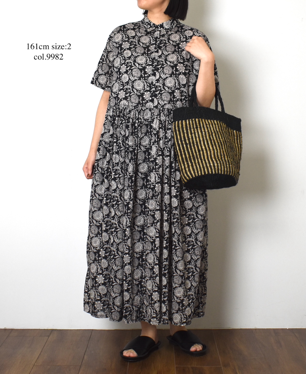 ●NSL25084(ワンピース) 80s VOILE TWO TONE FLOWER PRINT REGULAR COLLAR S/SL DRESS
