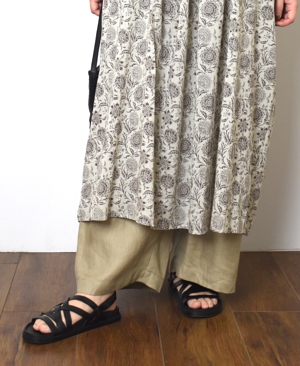 ●NSL25083(ワンピース) 80s VOILE TWO TONE FLOWER PRINT V-NECK FRENCH/SL DRESS