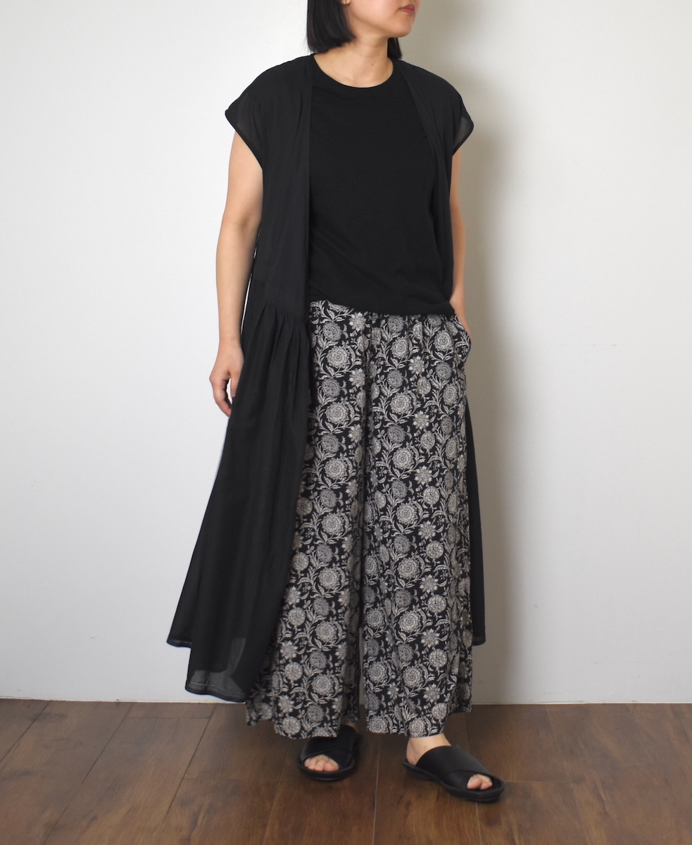 ●NSL25086(パンツ) 80s VOILE TWO TONE FLOWER PRINT WIDE EASY PANTS