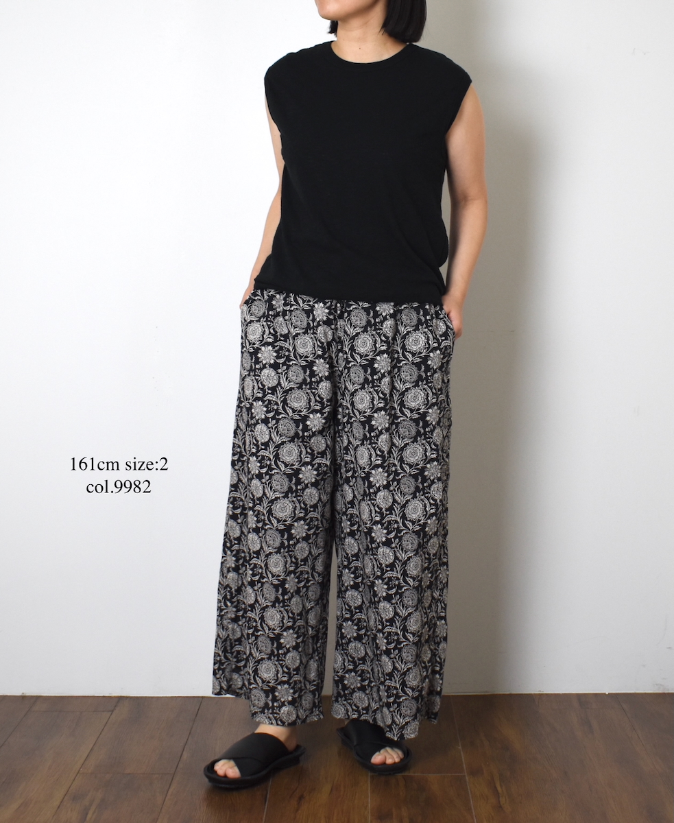 ●NSL25086(パンツ) 80s VOILE TWO TONE FLOWER PRINT WIDE EASY PANTS