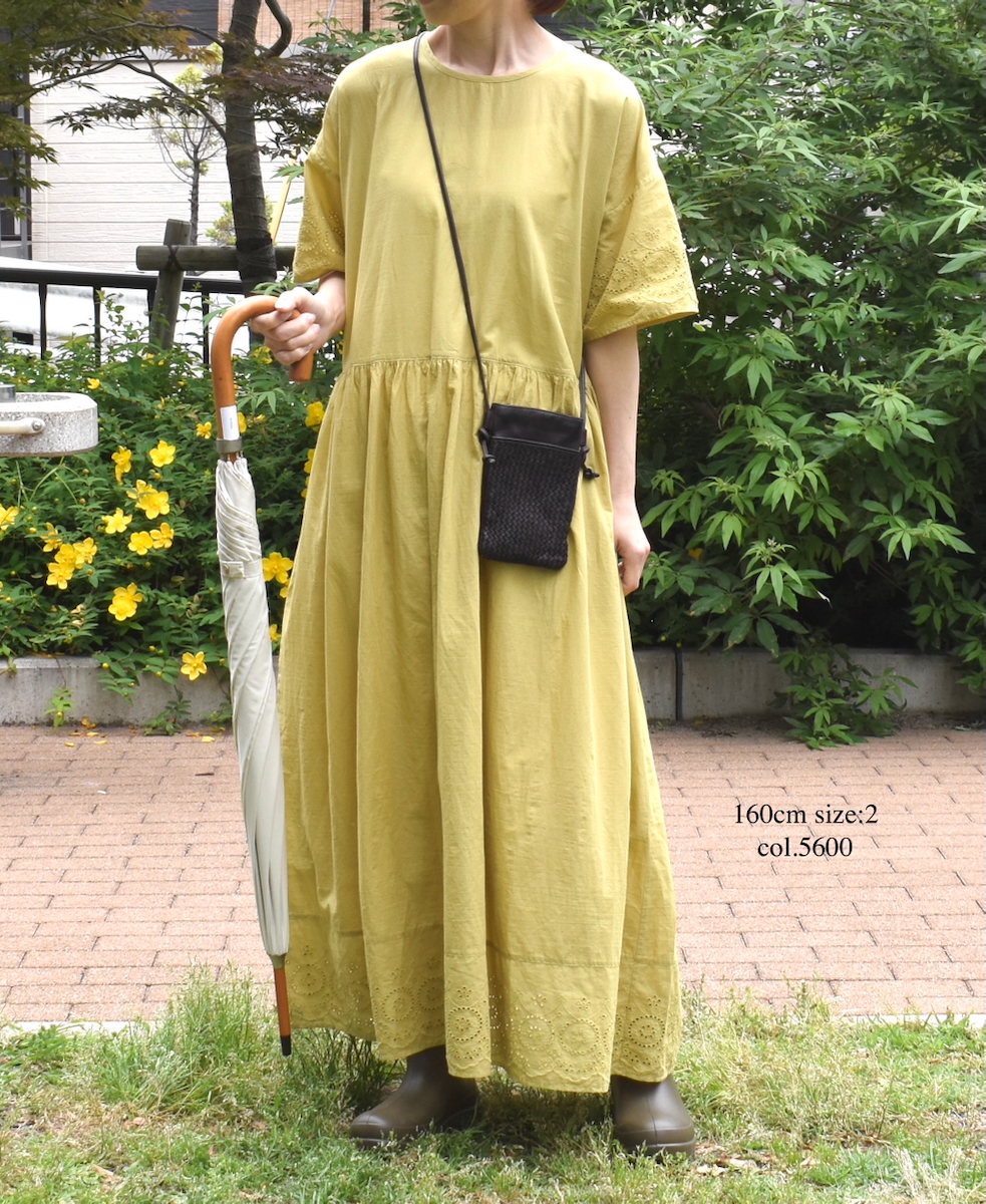 ●INSL25222 (ワンピース) 80s VOILE PLAIN WITH CUT WORK LACE CREW-NECK PULLOVER DRESS