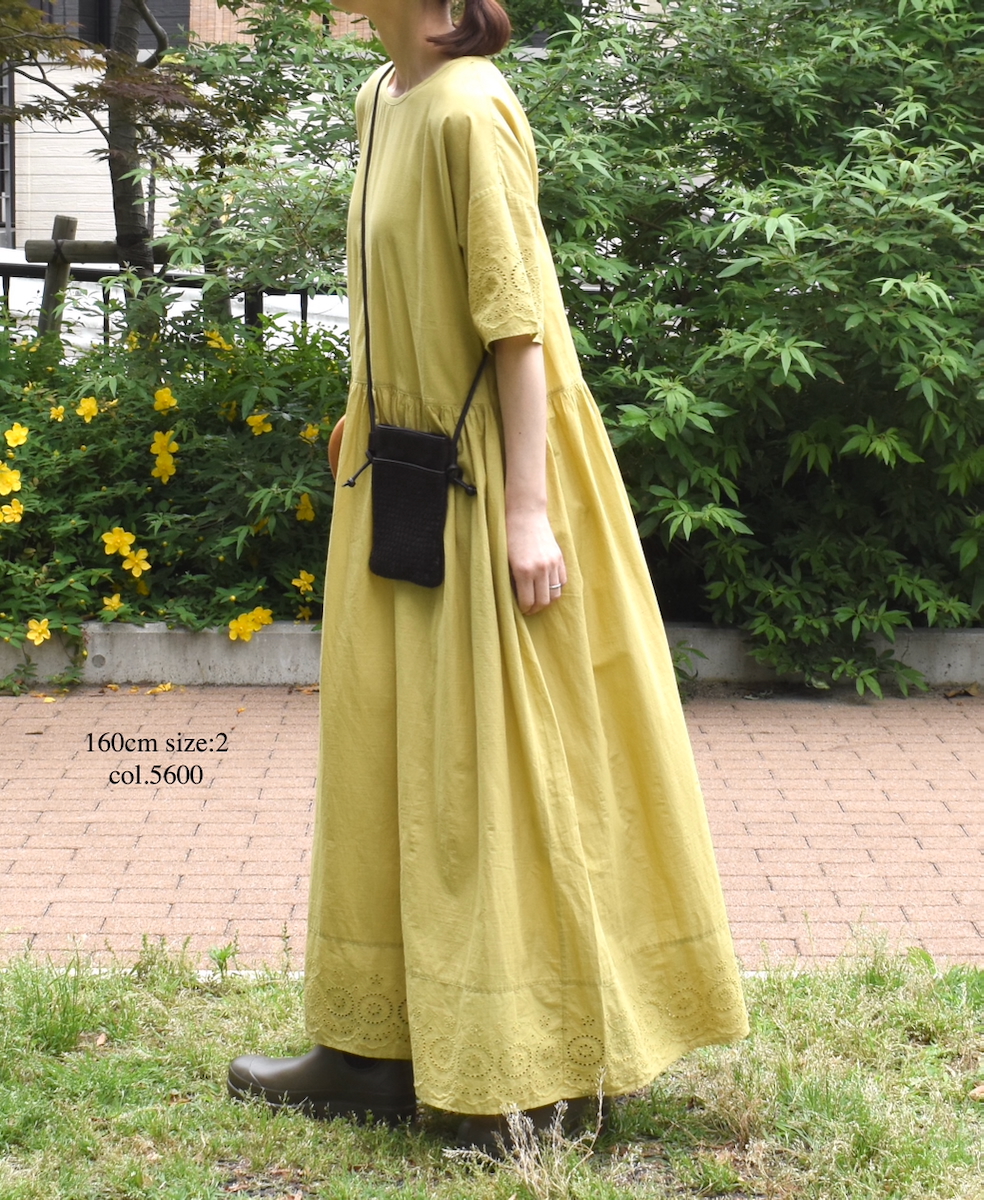 ●INSL25222 (ワンピース) 80s VOILE PLAIN WITH CUT WORK LACE CREW-NECK PULLOVER DRESS