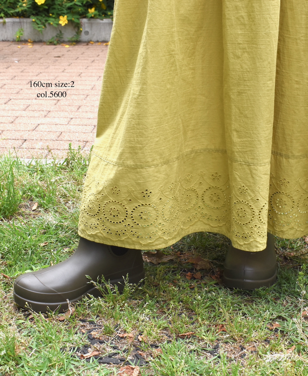 ●INSL25222 (ワンピース) 80s VOILE PLAIN WITH CUT WORK LACE CREW-NECK PULLOVER DRESS