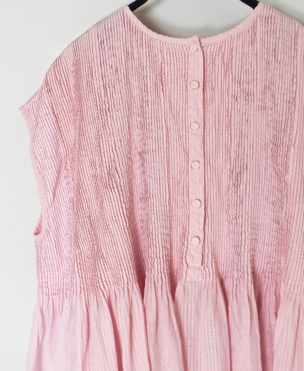 ●NMDS25231D(シャツ) COTTON&LINEN PATCHWORK(OVERDYE) CREW-NECK F/SL SHIRT WITH MINI PINTUCK