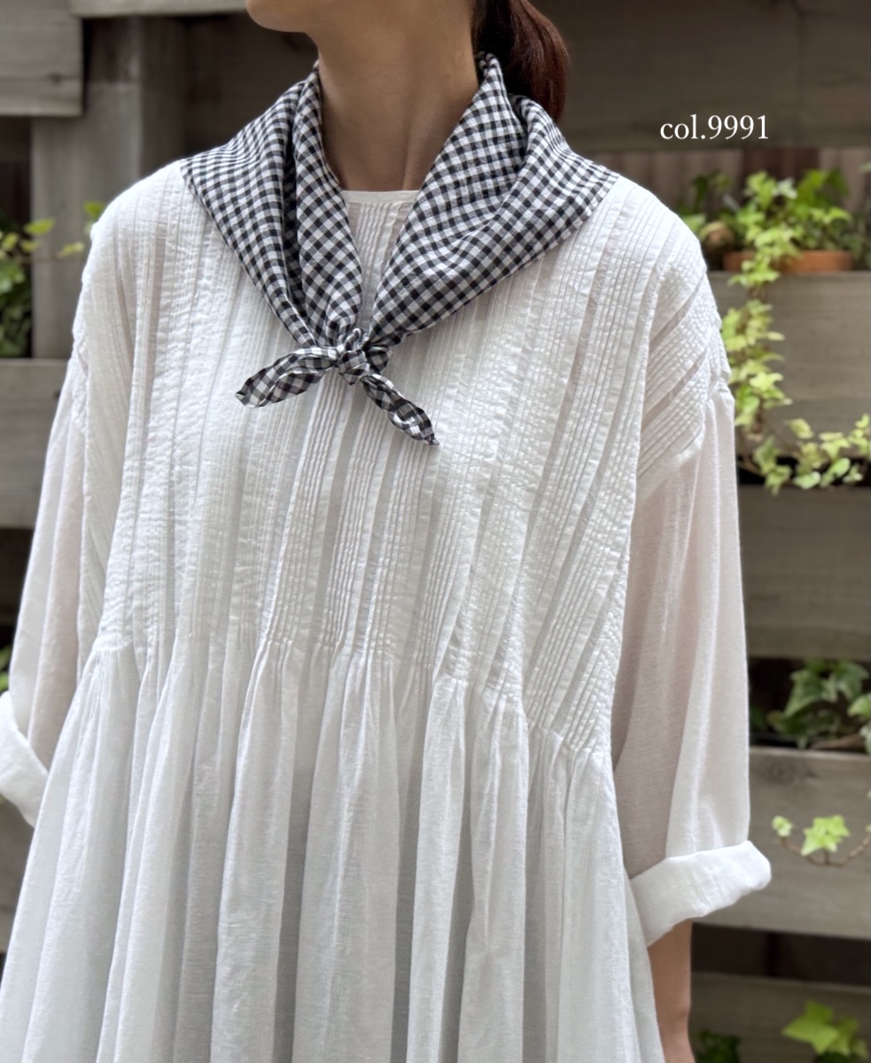 ●INMDS25026(ストール) HANDWOVEN COTTON/SILK GINGHAM CHECK SQUARE STOLE