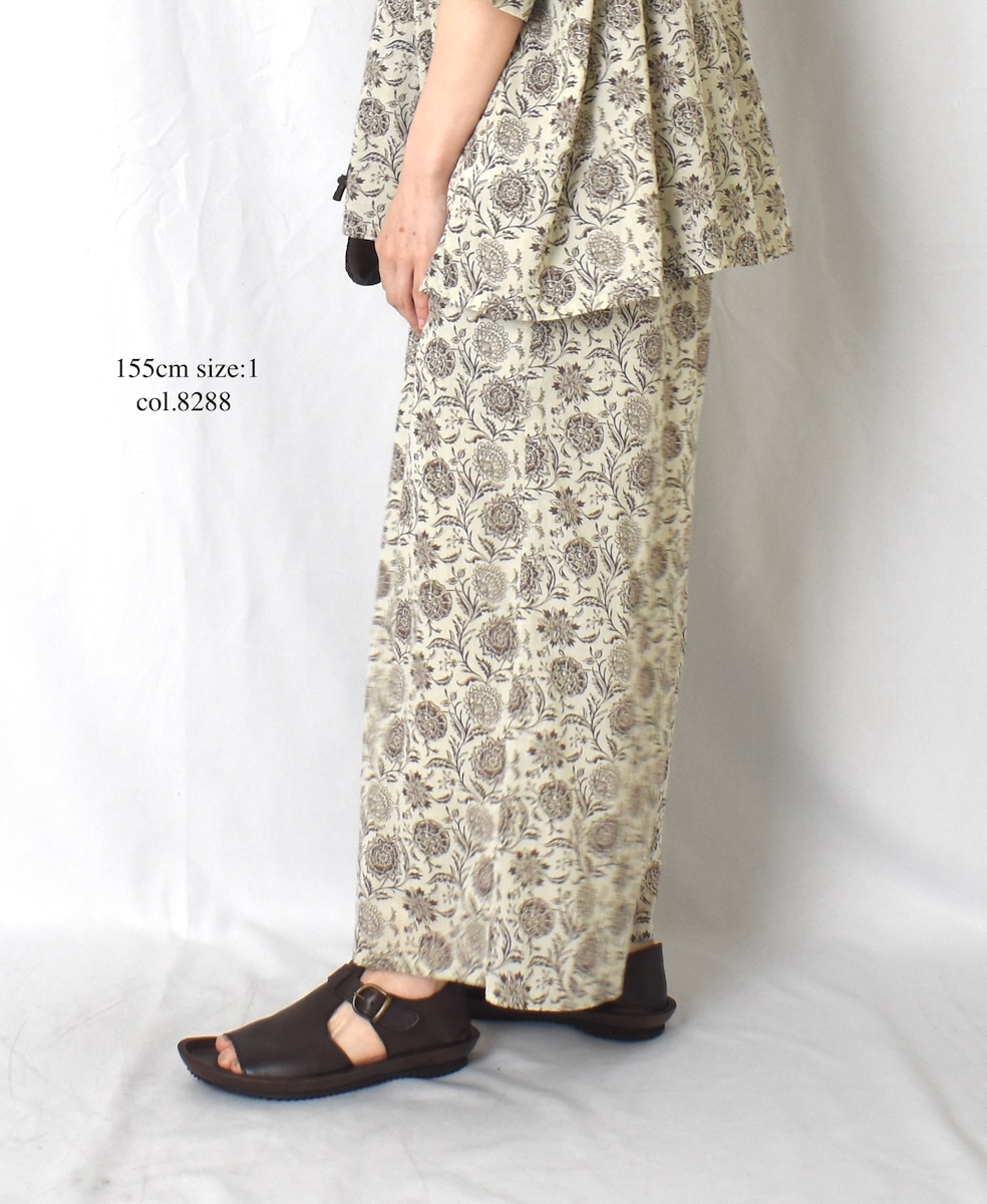 ●NSL25086(パンツ) 80s VOILE TWO TONE FLOWER PRINT WIDE EASY PANTS