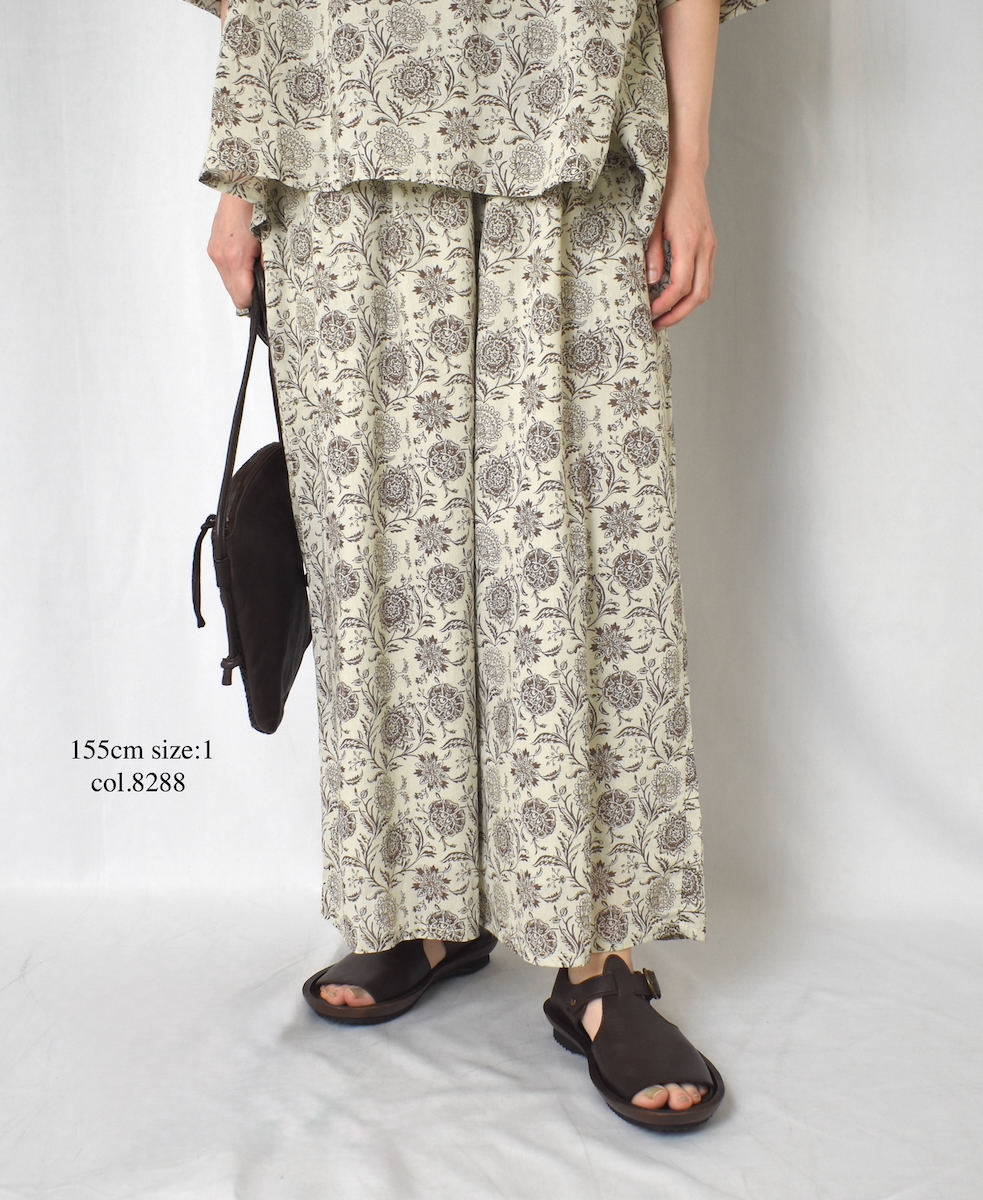 ●NSL25086(パンツ) 80s VOILE TWO TONE FLOWER PRINT WIDE EASY PANTS