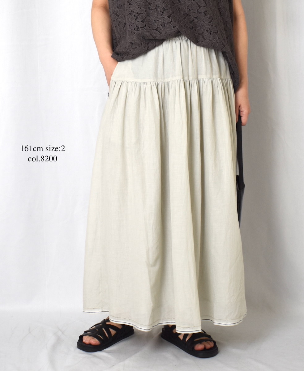 ●NSL25025(スカート) SUPER FINE VOILE WITH SELVEGE GATHERED SKIRT