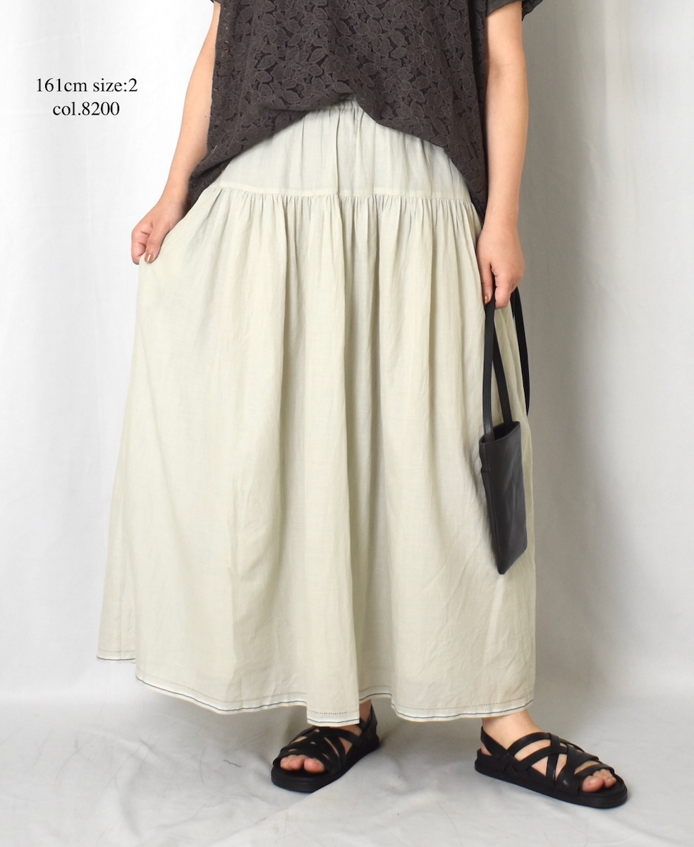 ●NSL25025(スカート) SUPER FINE VOILE WITH SELVEGE GATHERED SKIRT