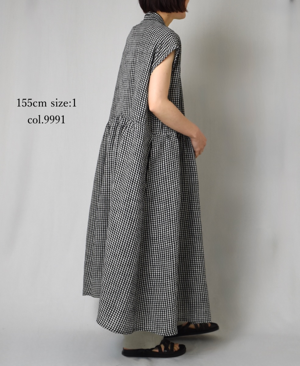 ○INSL25214(ワンピース) 60s LINEN CHECK OPEN COLLAR SHIRT