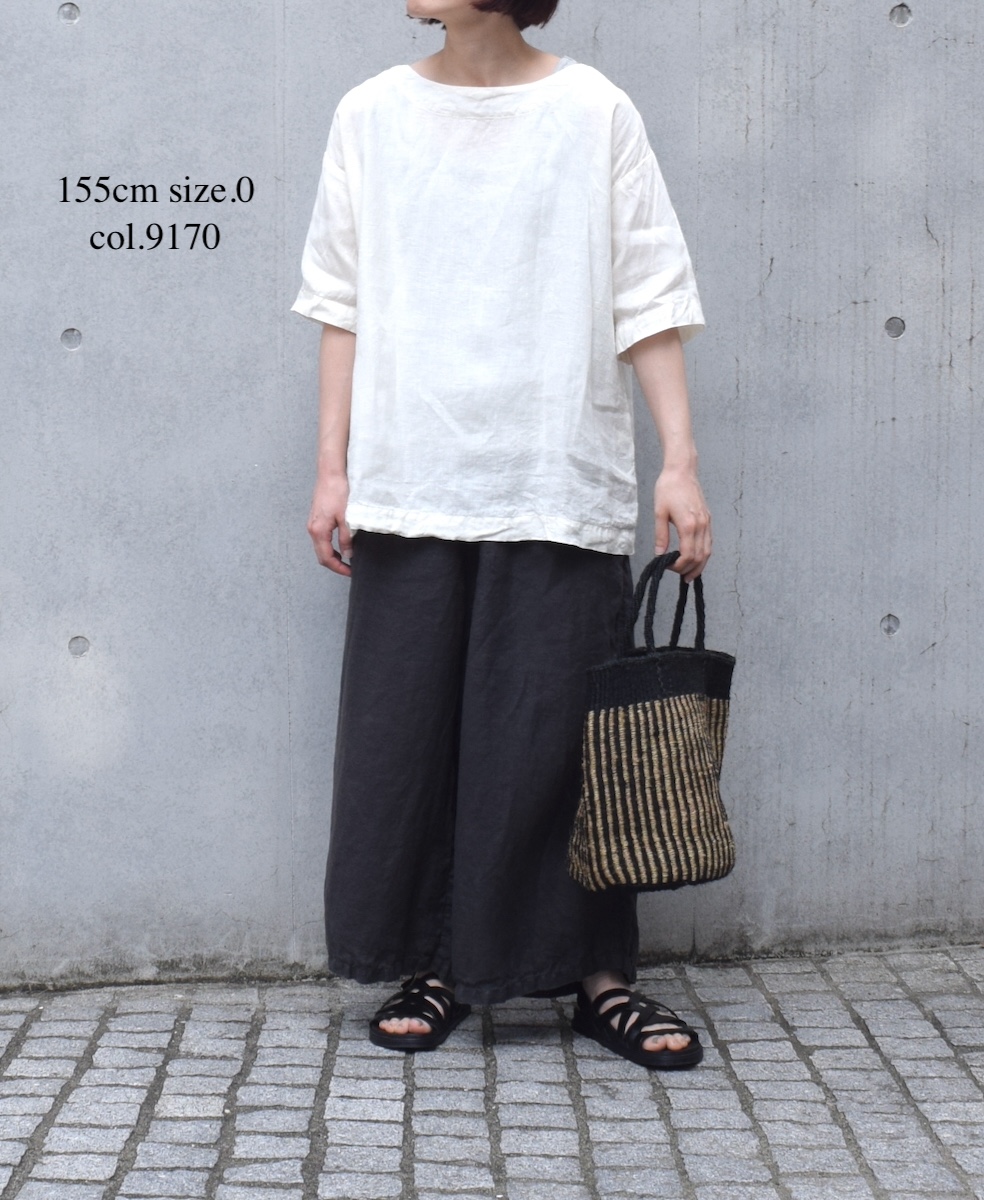 ●NAM1631LP (シャツ) LINEN PLAIN BOAT NECK S/SL SHIRT