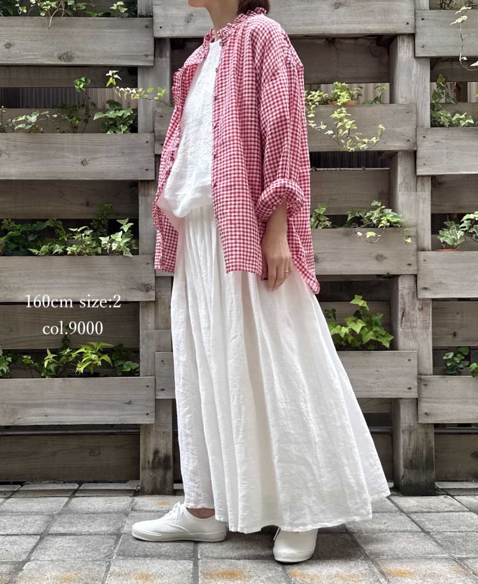 NMDS25245(スカート) 80s POWER LOOM LINEN PLAIN GATHERED SKIRT WITH LINING