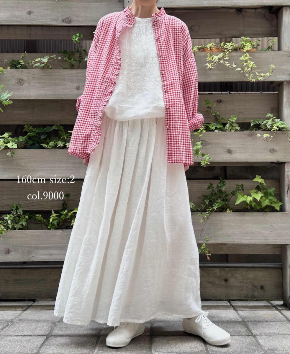 NMDS25245(スカート) 80s POWER LOOM LINEN PLAIN GATHERED SKIRT WITH LINING