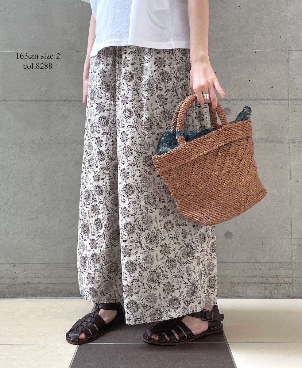 ●NSL25086(パンツ) 80s VOILE TWO TONE FLOWER PRINT WIDE EASY PANTS