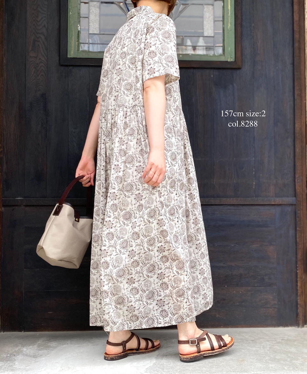 ●NSL25084(ワンピース) 80s VOILE TWO TONE FLOWER PRINT REGULAR COLLAR S/SL DRESS