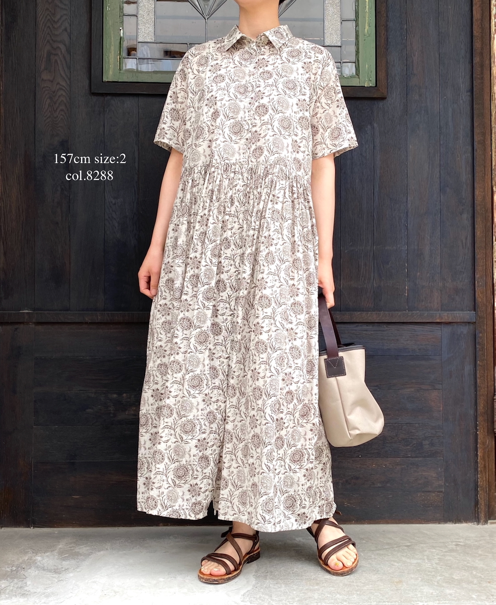 ●NSL25084(ワンピース) 80s VOILE TWO TONE FLOWER PRINT REGULAR COLLAR S/SL DRESS