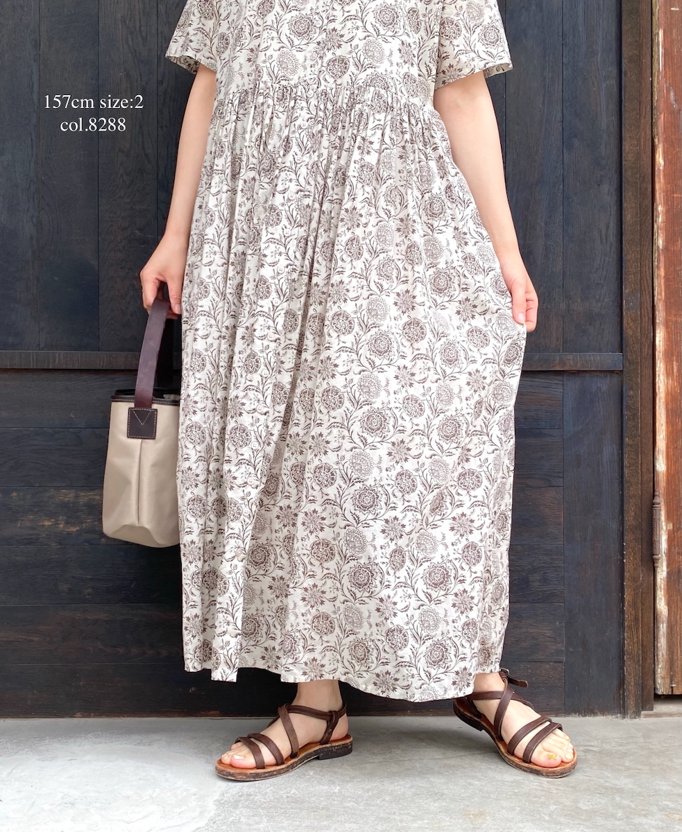 ●NSL25084(ワンピース) 80s VOILE TWO TONE FLOWER PRINT REGULAR COLLAR S/SL DRESS
