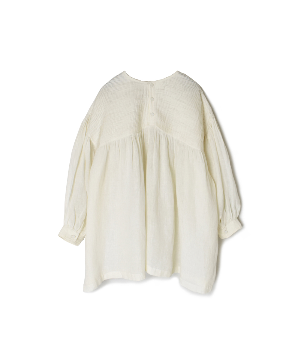 ●INMDS25001(シャツ)YARN DYE AUTO LOOM 60s LINEN PLAIN BACK OPENING PULLOVER WITH MINI PINTUCK