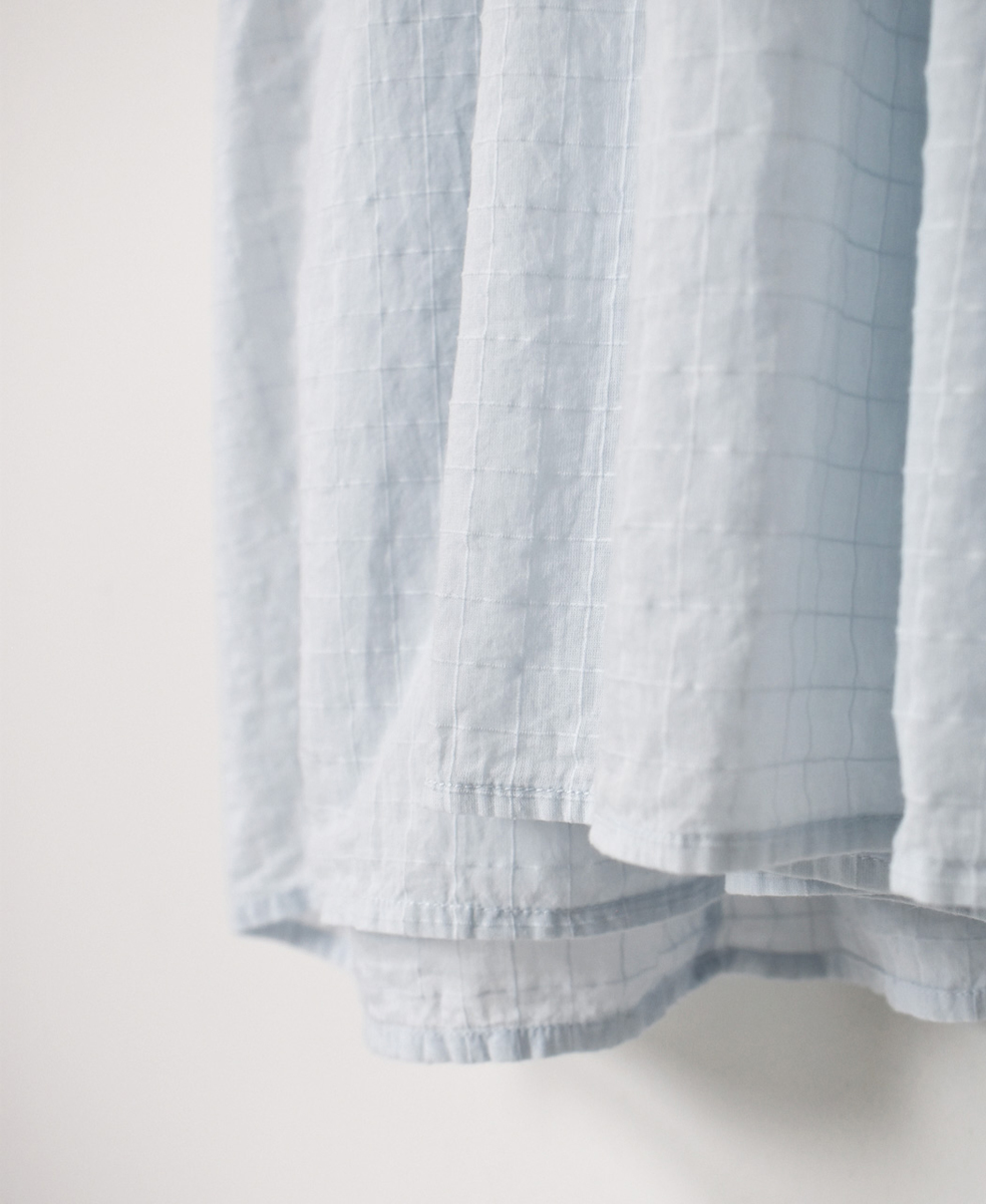 ●NMDS25253D(ワンピース) 80s ORGANIC DOBIE CHECK(OVERDYE) FLARED SLEEVE DRESS WITH PINTUCK