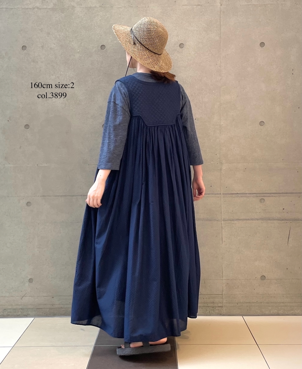 NMDS25263(ワンピース) 80s VOIL DOT&TREE BLOCK PRINT V-NECK NO/SL QUILTING DRESS