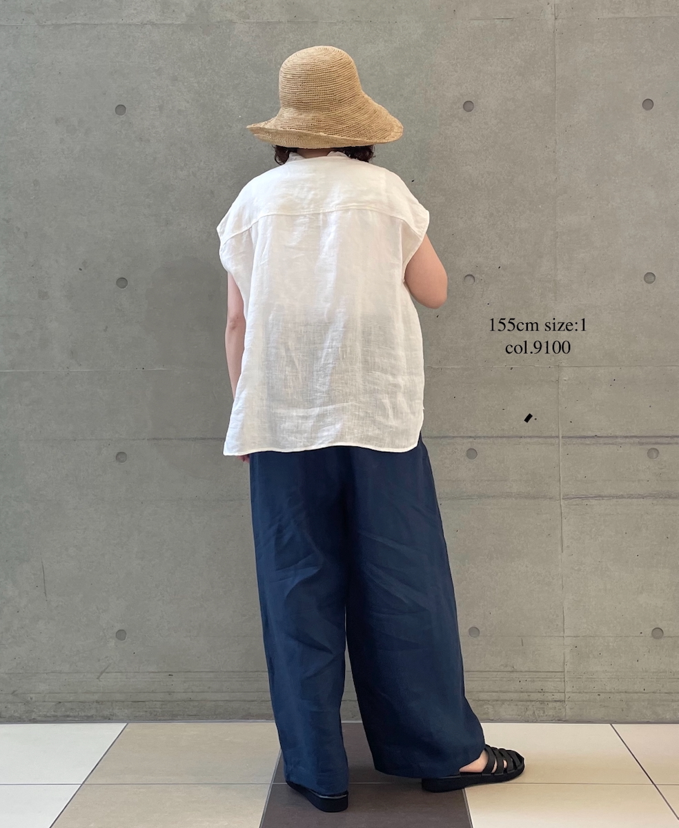 ●INMDS25005(シャツ)YARN DYE AUTO LOOM 60s LINEN PLAIN NO/SL FRILL COLLAR SHIRT