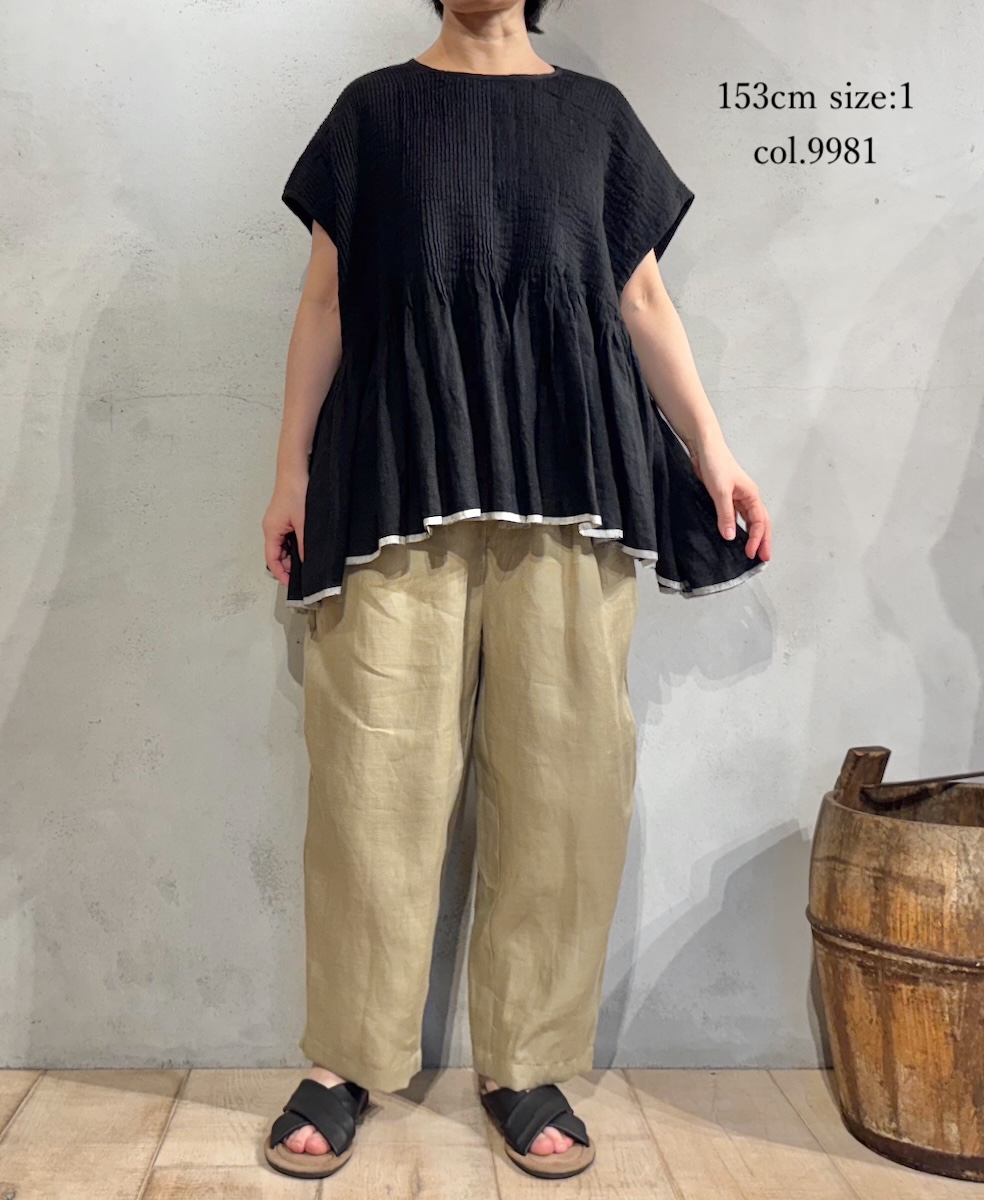 ●INMDS25131(シャツ) HANDWOVEN LINEN PLAIN WITH SELVAGE FRENCH/SL SHIRT WITH PINTUCK