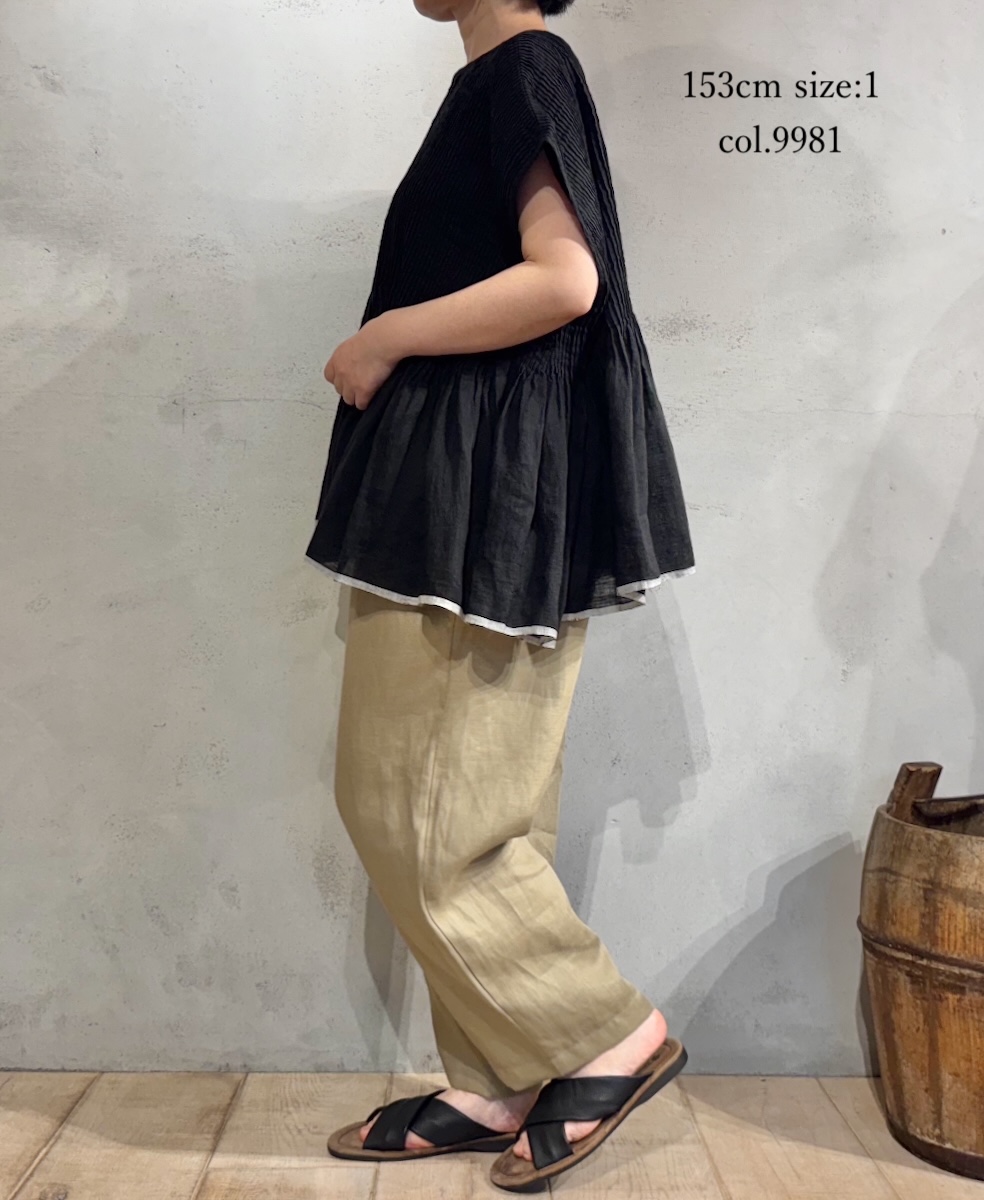 ●INMDS25131(シャツ) HANDWOVEN LINEN PLAIN WITH SELVAGE FRENCH/SL SHIRT WITH PINTUCK