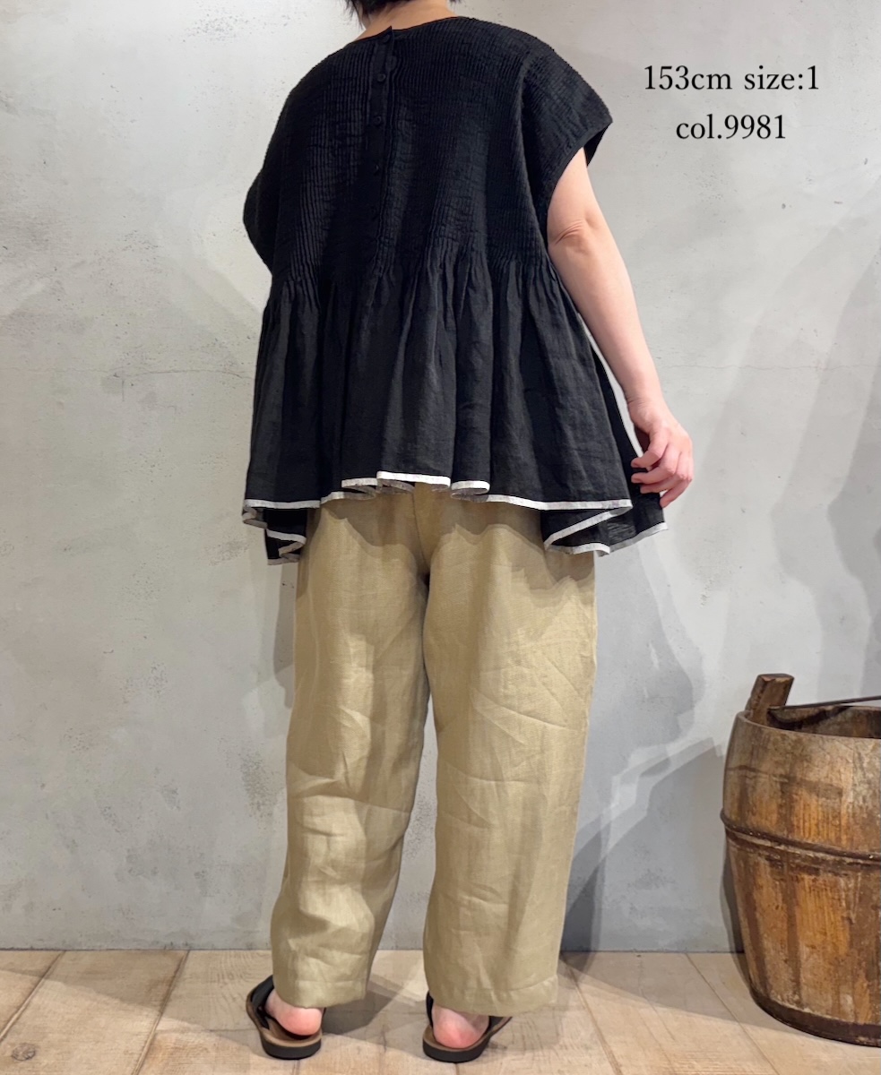 ●INMDS25131(シャツ) HANDWOVEN LINEN PLAIN WITH SELVAGE FRENCH/SL SHIRT WITH PINTUCK