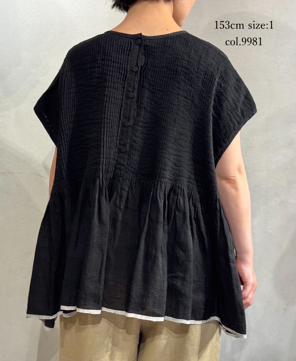 ●INMDS25131(シャツ) HANDWOVEN LINEN PLAIN WITH SELVAGE FRENCH/SL SHIRT WITH PINTUCK