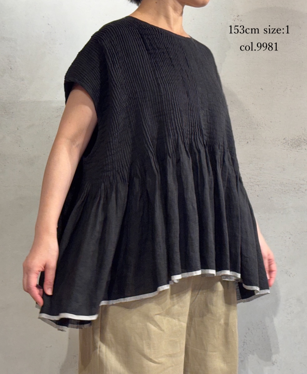 ●INMDS25131(シャツ) HANDWOVEN LINEN PLAIN WITH SELVAGE FRENCH/SL SHIRT WITH PINTUCK